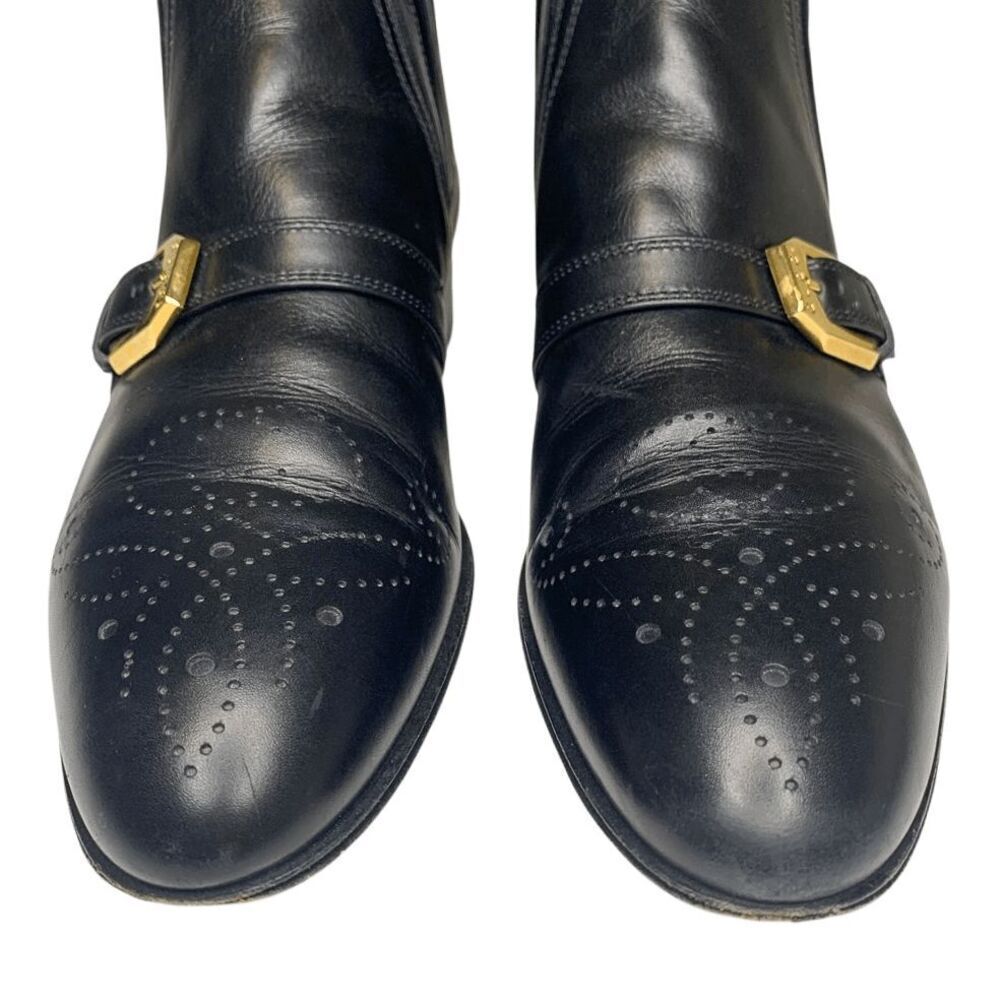 Gucci Interlocking G Logo Perforated Brogue Ankle Boot EU 37.5 US 7.5 Leather - Picture 3 of 11